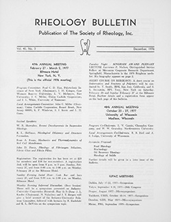 Rheology Bulletin Vol. 45 No. 3 Dec 1976