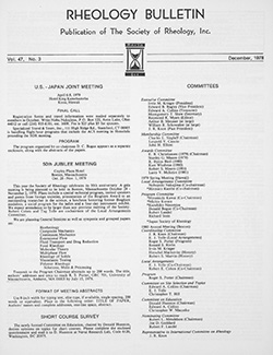 Rheology Bulletin Vol. 47 No. 3 Dec 1978