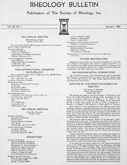 Rheology Bulletin Vol. 49 No. 1 Jan 1980