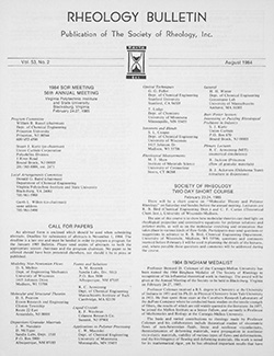 Rheology Bulletin Vol. 53 No. 2 Aug 1984