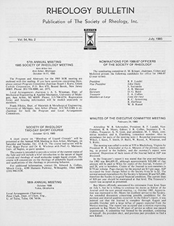 Rheology Bulletin Vol. 54 No. 2 Jul 1985