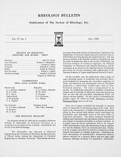 Rheology Bulletin Vol. 57 No. 2 Jul 1988