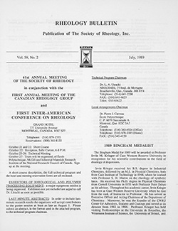 Rheology Bulletin Vol. 58 No. 2 Jul 1989