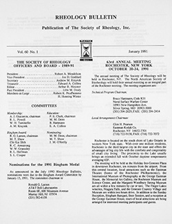 Rheology Bulletin Vol. 60 No. 1 Jan 1991