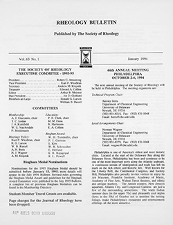Rheology Bulletin Vol. 63 No. 1 Jan 1994