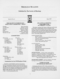 Rheology Bulletin Vol. 66 No. 2 Jul 1997